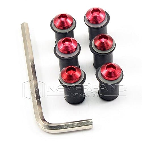 Aridox(TM) 6pcs M5 5mm Motorcycle Windscreen Windshield Bolt Screw Nut Fastener Kit for Honda Red Aluminium C10