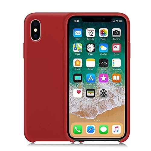 CANI iPhone X Case Silicone Shockproof Protective Cover Gel Rubber Anti Scratch Slim Fit with Soft Microfiber Lining Support Wireless Charging for iPhone X/10 Red