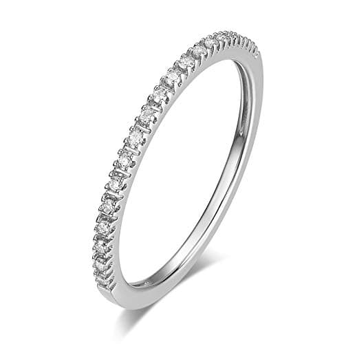 Special 18k White Gold Prong Half Eternity Stackable Weeding Ring Moissanite Diamond Cubic Zirconia for Women,Teens and Children