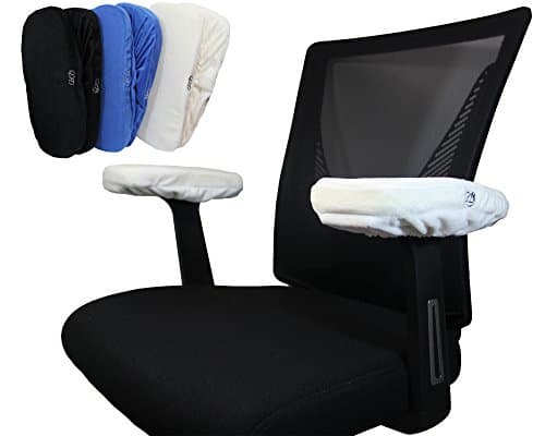 Memory Foam Office Chair Armrest Cushions - 2 Piece Set - Secure Fit and Maximum Comfort for Long Hours (Premium Ultra White)