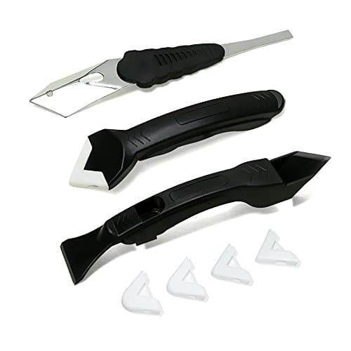 Silicone Removal & Silicone Scraper Tool Kit, 3 in 1 Sealant Replace & Removal Caulking Tool Kit With 3 Replaceable Pads for Bathroom Kitchen Room (black)