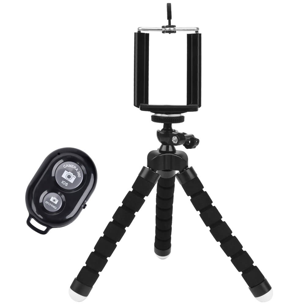 LSoug Universal Compact Tripod Stand - Remote Included - Flexible Octopus Cell Phone Camera Selfie Stick Tripod Mount for Smartphone/Digital Camera/GoPro Hero