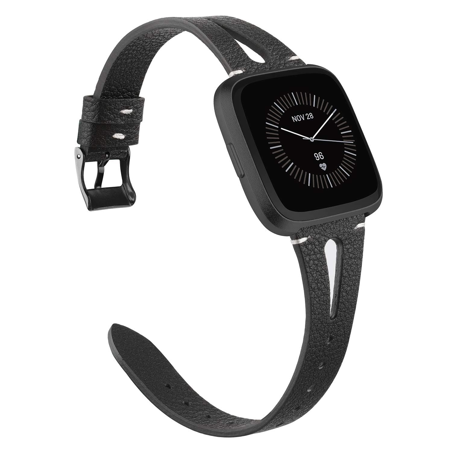 TOYOUTHSLeather Strap Compatible with Fitbit Versa/Versa 2/Versa Lite Bands for Women Men Genuine Leather Breathable Sport Wristbands with Ventilated Hole Replacement for Versa 2 Special Edition