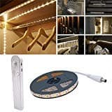 Wonsung Motion Sensor Wardrobe Light, 1M 60 LED 4500K White LED Strip,USB Or Battery Operated Warm White with,Timer,Day/Night Sensor Switch for Closet,Cupboard,Under Cabinet,Stairs,Drawer