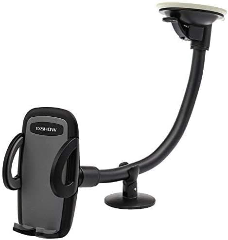 Car Phone Mount, EXSHOW 12" Long Arm Car Phone Holder,Universal Windscreen Car Cradle with Dashboard Base for iPhone Xs Max Xs Xr 8 7 6s Plus, Samsung S10e S9 Note and All Smartphones 3.5-6 inch, Gray