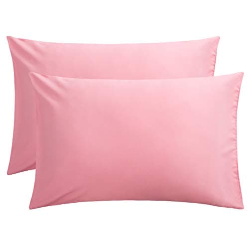 FLXXIE Pillow Cases Queen, Soft Microfiber Pillow Covers with Envelope Closure, Wrinkle Resistant Pillowcases, 2 Piece Set, 20x30, Pink
