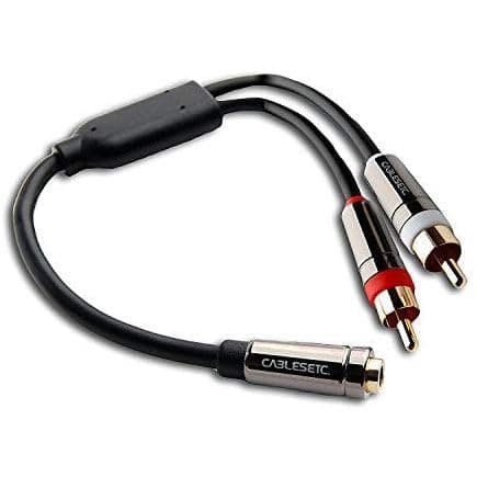 Pro Series Pure Copper Gold Plated 3.5mm Stereo Female to 2 RCA Male Audio Y Cable Adapter Converter with Zinc Alloy Plugs