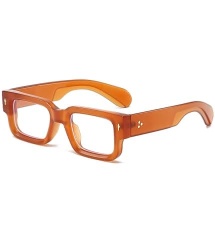 EYLRIM Square Thick Frame Glasses for Women Men Chunky Rectangle Blue Light Glasses Non Prescription Eyeglasses