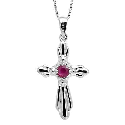 100% Genuine Stunning Ruby 925 Sterling Silver 18K White Gold Plating Christian Cross Necklace Gem Fine Jewelery