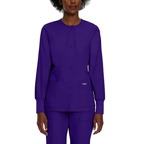 Landau Essentials Relaxed Fit 4-Pocket Snap-Front Scrub Jacket for Women 7525