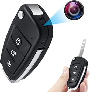 TECHNOVIEW Keychain Camera HD 1080p Mini Security Camera with Night Vision, Indoor and Outdoor Car Keychain DVR for Covert Surveillance