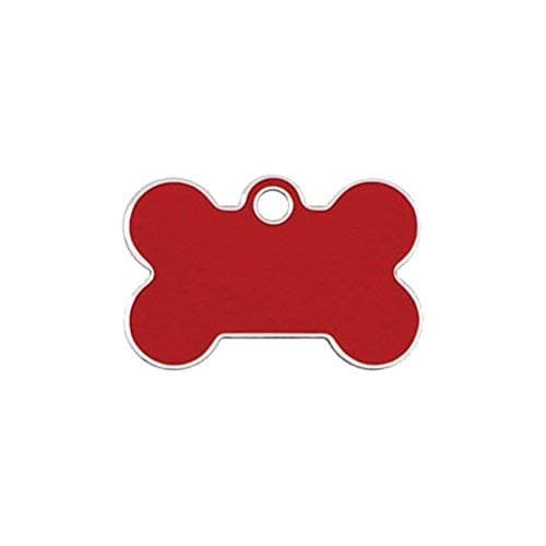 Small RED Bone TAG with Milled Silver Edging. Engraved Dog/Pet ID Name Tag. Pet Fashion - Very Elegant. Please EMAIL US Engraving Details When Placing Your Order.