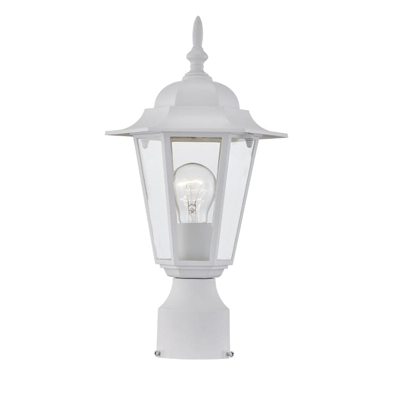 WISBEAM White Outdoor Post Light, Pole Lantern, E26 Base 60W Max, Aluminum Housing Plus Glass, Wet Location Rated, ETL Qualified, Bulbs not Included, White
