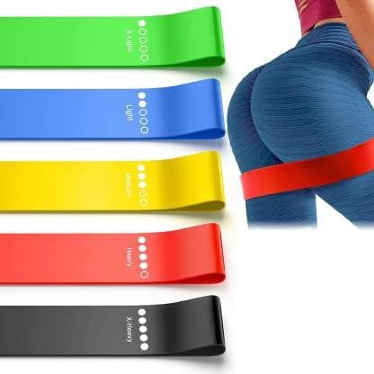 BEAUTIVIAResistance Loop Exercise Bands for Squats, HIPS, Legs, Butt, Glutes and Heavy Workouts Physical Therapy, Rehab, Stretching, Home Fitness (Set of 5)