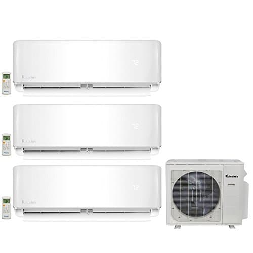 Klimaire 3-Zone Multi-Split Inverter Heat Pump with 3 X 12000 Btu Wall Mount Fan Coils - 208-230V