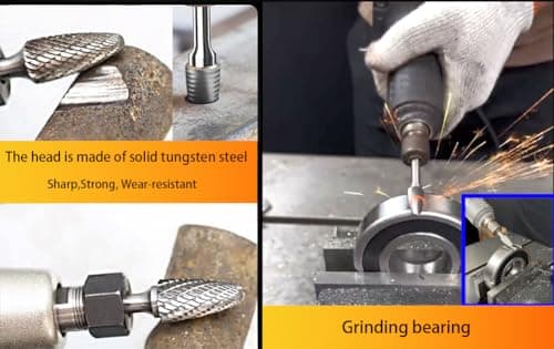 Carbide Burr Set 1/4'' Shank Die Grinder Bits Double Cut Solid Tungsten Carbide Burr Bits for Die Grinder Metal Carving Polishing Drilling Grinding Milling Cutting (8pcs)