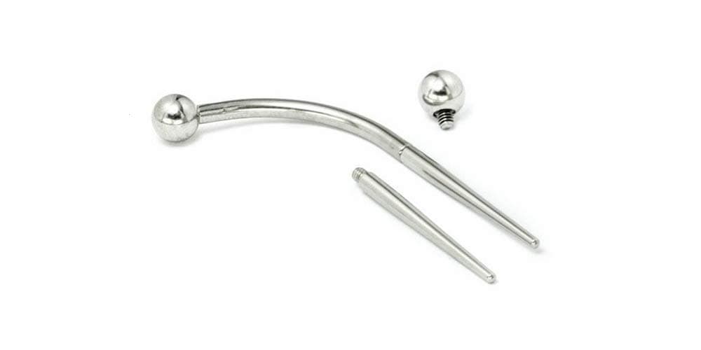 Pierced ToolsPainful Pleasures Threaded Taper for Ears, Piercing and Stretching Kit For Navel, Nose, and Other Areas, Medical Grade Stainless Steel, 1 Inch Long, 2.5mm at Thickest Point, 10g with 2mm Threading