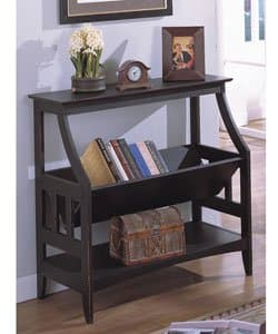 Antique Black Three-shelf Solid Wood Bookshelf, Book Cases, Office Furniture, Living Room, Hallway, Entryway, Shelving, Storage, Book Case