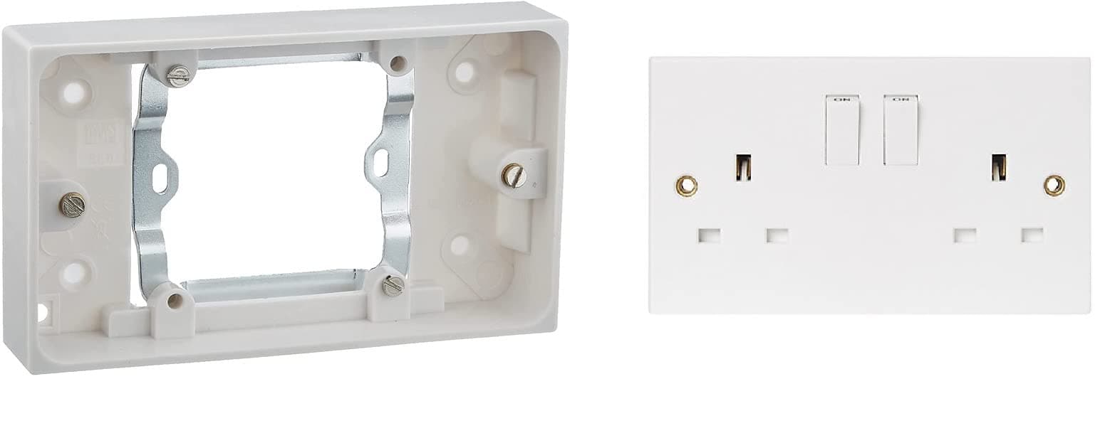 Single Socket to Double Socket Converter (1 Gang to 2 Gang) Complete Set