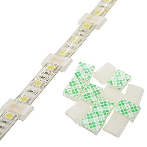 Strip Light Mounting Clips Self-Adhesive Strip Brackets Holder,100-Pack 8mm 10mm 12mm Strip Light Fixing Clamp (for 10mm(3/8") Wide Strip Light)