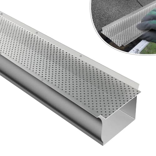 5" Gutter Guard, 25 Pack (Total 100Ft, 4Ft Each, Mill Finish) Premium Heavy-Duty Rustproof Aluminum Home Gutter Debris Guards - DIY Easy Install, Home Gutter Cover System