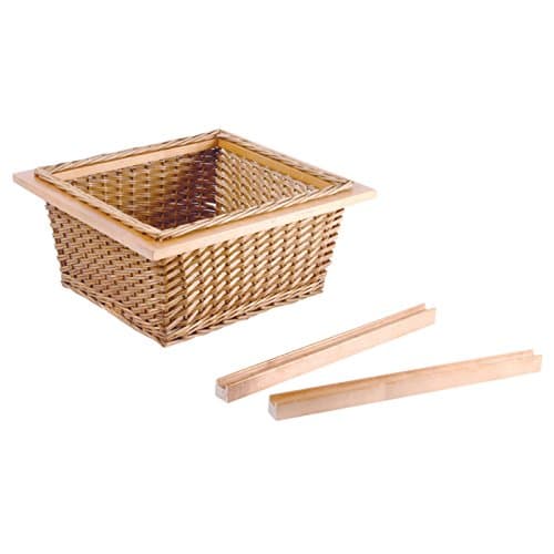 PULL OUT WICKER BASKETS KITCHEN STORAGE LARDER BASE UNIT + SOLID BEECH RUNNERS (600mm)