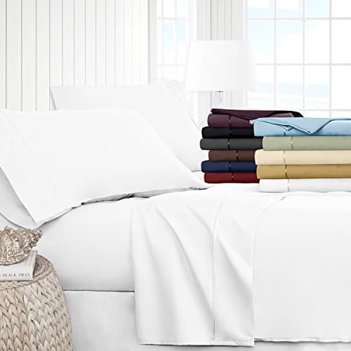 Beckham Hotel Collection 1900 Series Luxury Soft Brushed Microfiber 4pc Bed Sheet Set - Hypoallergenic with Deep Pocket - King - White