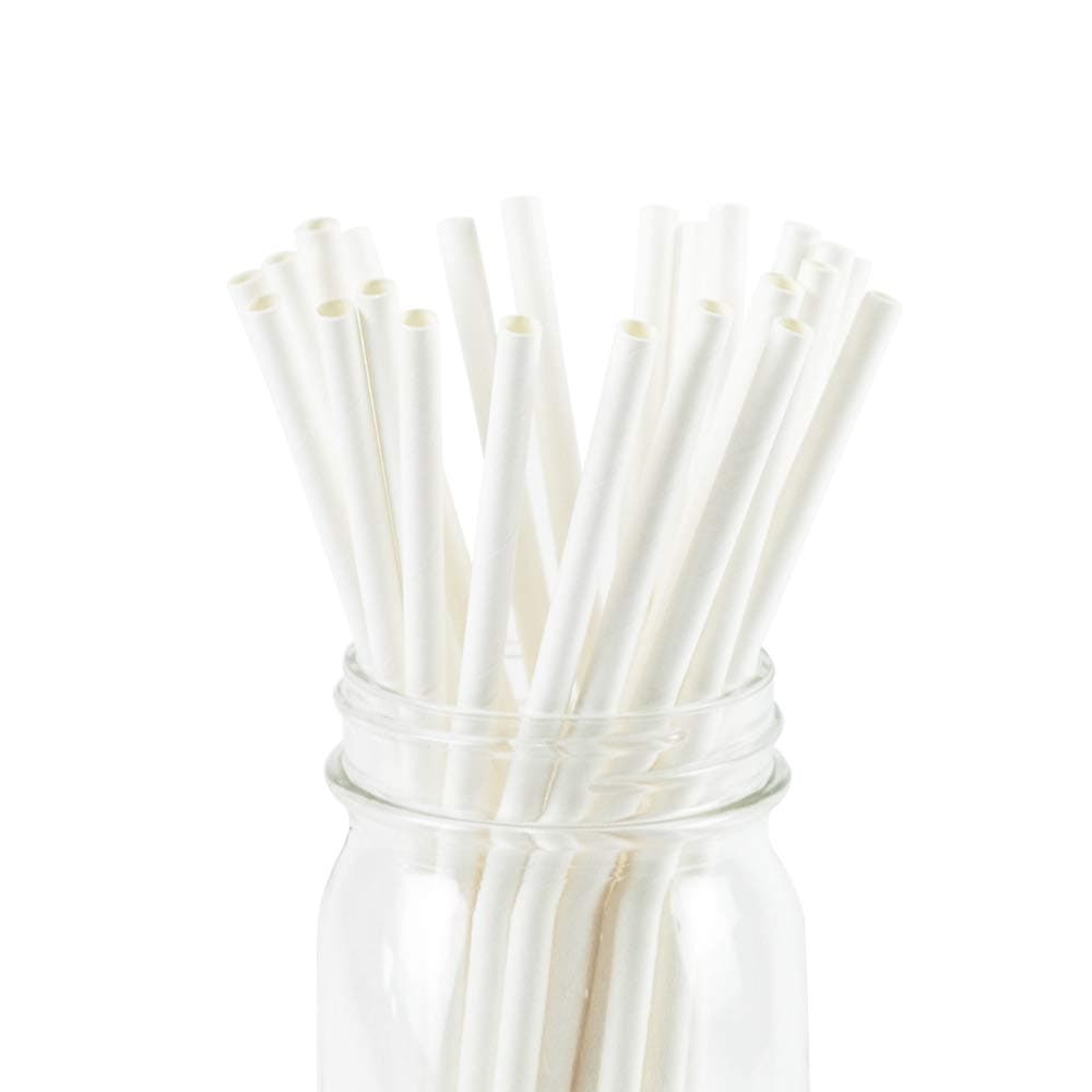 White Paper Straws Biodegradable Bulk, 25 Count Party Drinking Paper Straw for Wedding Decorations, Big Thick Unwrapped Paper Straws Commercial (White-25)