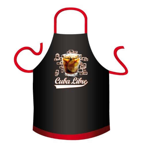 "Cuba Libre" - Large Kitchen Apron - 100% Black Cotton