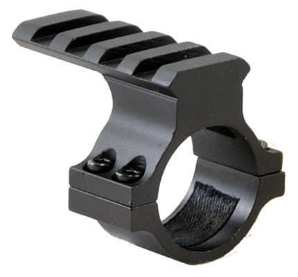 Tactical Barrel Mount with Rail, 1" Diameter Ring, 4-slot Rail, Fits 12ga Shotguns, 1" tube Scopes and Flashlights by KKW