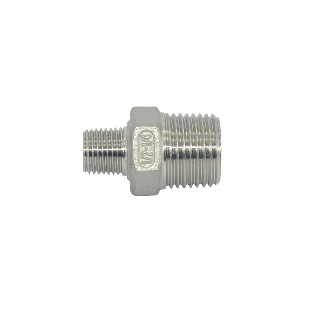 1/2"x1/4" Male Hex Nipple Threaded Reducer Connector Pipe Fitting/Adapter,Stainless Steel 304 NPT