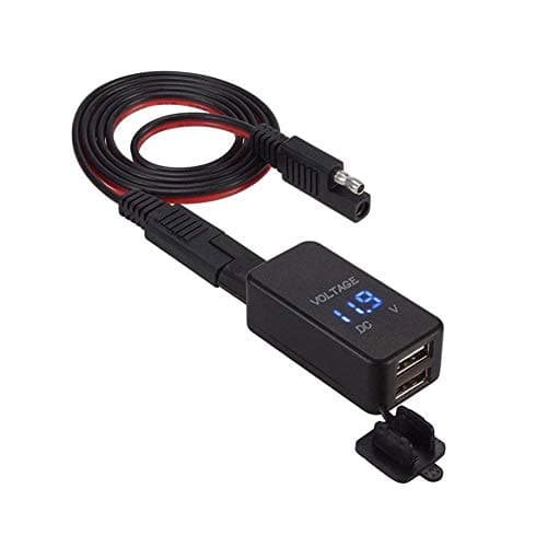 SAE USB Adapter, COROTC Motorcycle Quick Charge, Disconnect Plug, 12V-24V 2.4A with Voltmeter Waterproof Power Socket Smart Phone Tablet GPS Charger