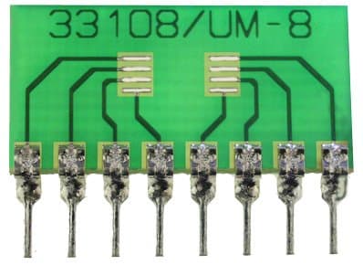 8 Pin SIP Surface Mount Integrated Circuit Adapter (0.4" x 0.8")