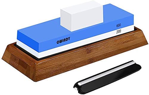 Knife Sharpening Sharpener Stone Whetstone Waterstone 600 2000 Grit, Silicon Non-slip Base and Ebook Included for Kitchen knives, Tactical knives, Hunting knives, Scissors, Razors, Swords, and More