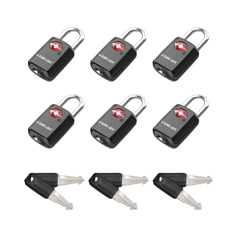 SURE LOCK Mini TSA Approved Keyed Luggage Lock – One Key Opens All, Fits Tight Zipper Gaps & Small Pull Holes, Compact Travel Lock for Suitcases, Backpacks & Handbags