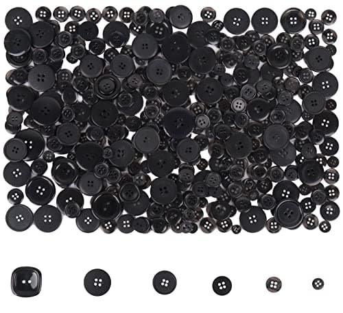 650 Pcs Round Resin Buttons - Assorted 2 & 4 Hole Buttons for Sewing, Crafts & DIY Projects (Black)
