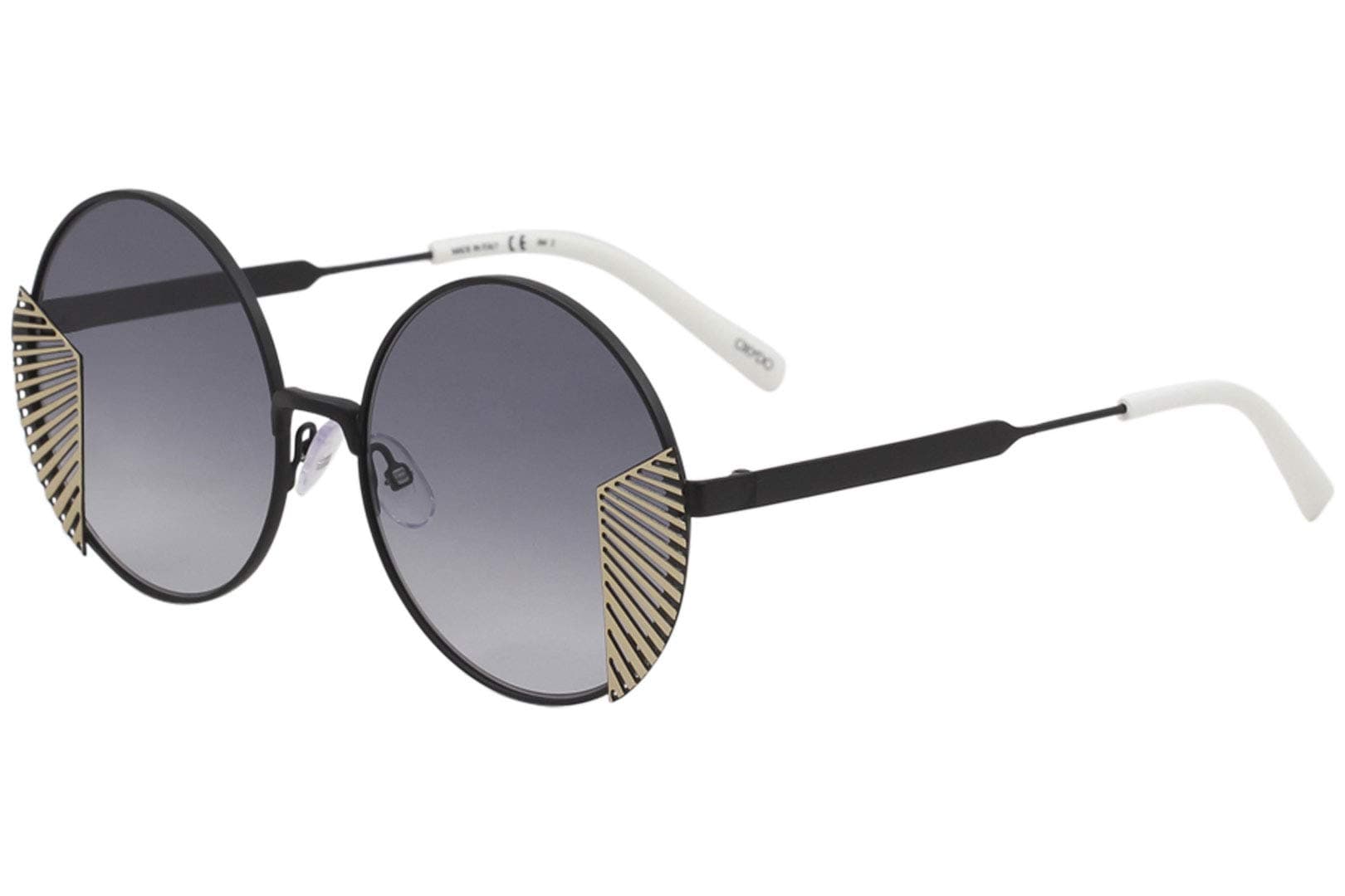 OXYDO O.No. 2.2 003 1I Matte Black Gold Round Sunglasses Grey Gradient Lens