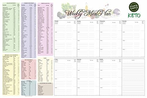 Meal Planner | Dry Erase Fridge Magnet Chart with Convenient NET CARB Reference List. Easy menu Board Planning for Weekly Meal Plan for Keto Diet. Helps Plan for Weight Loss Success