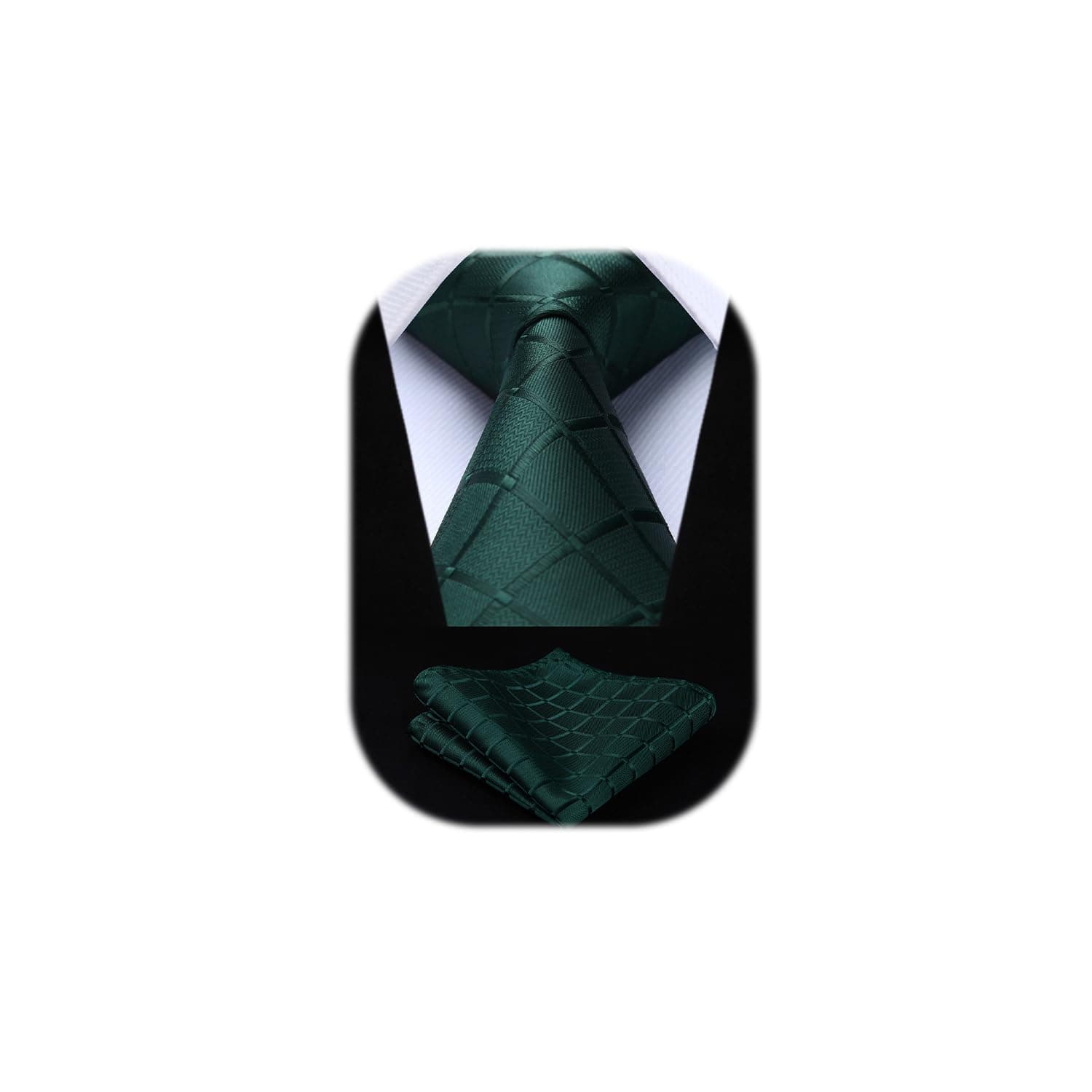 HISDERN Men's Tie and Pocket Square Set Solid Check Necktie with Handkerchief Formal Classic Elegant Ties for Men Wedding Business Ceremony Banquet