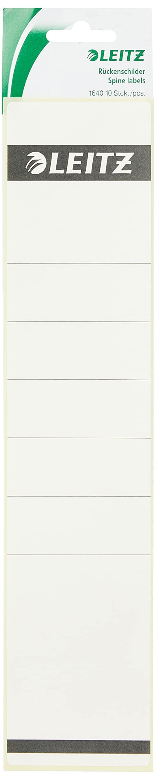 Leitz Self Adhesive Replacement Spine Labels for Standard 80 mm Lever Arch Files, Wide and Long, 61 x 285 mm, Paper, 16400001 - White, Pack of 10