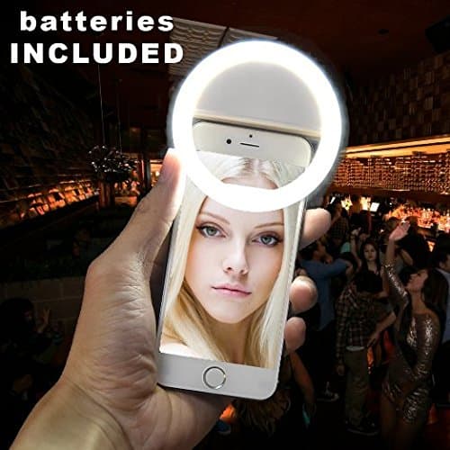 Selfie Light Ring 36 LED - Batteries Included - iPhone 6 plus, 6s, 5s, 5, 4s, 4; Samsung, Sony, Motorola; Clips on All Smartphones - White