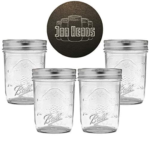 Ball Mason Jars 32 oz & 16 oz Bundle with Non Slip Jar Opener- Regular Mouth Ball Canning Mason Jar - Canning Glass Jars with Lids