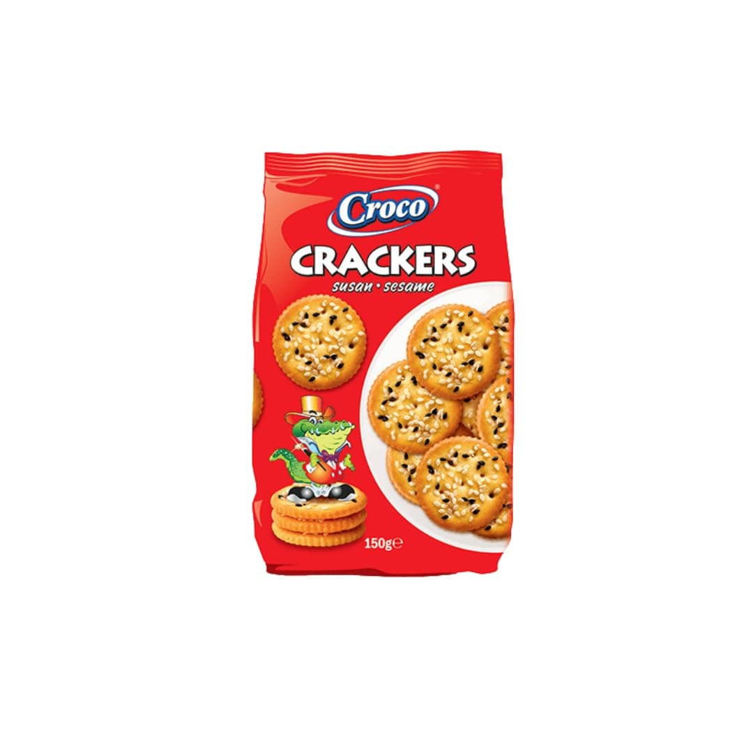 Croco Crackers Biscuits with Sesame 150G, Imported Snacks Savories.