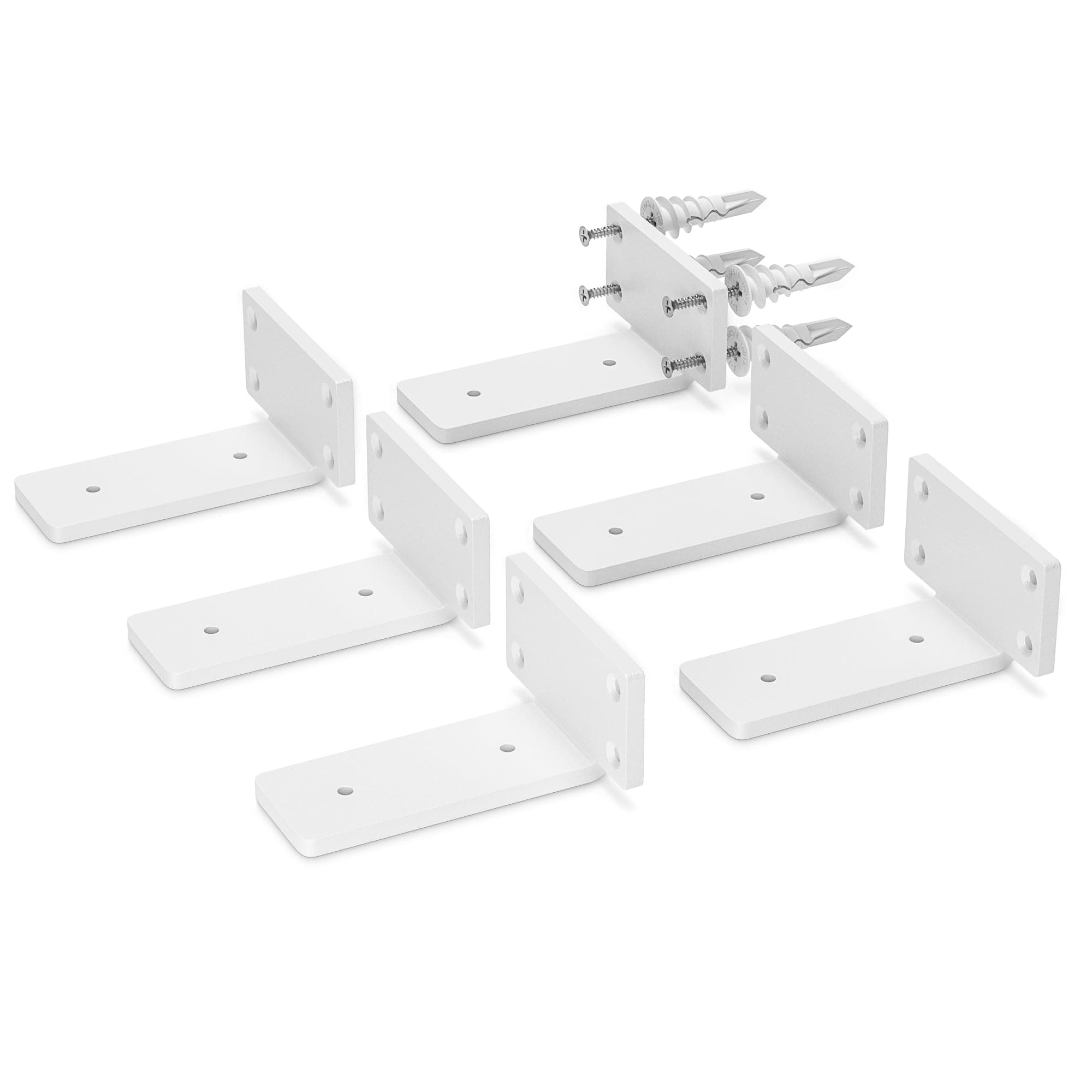 6 Pack Floating Shelf Bracket 6 Inch, Heavy Duty Hidden L Brackets, DIY Rustic Industrial Shelf Brackets with Modern Iron Finish(White)