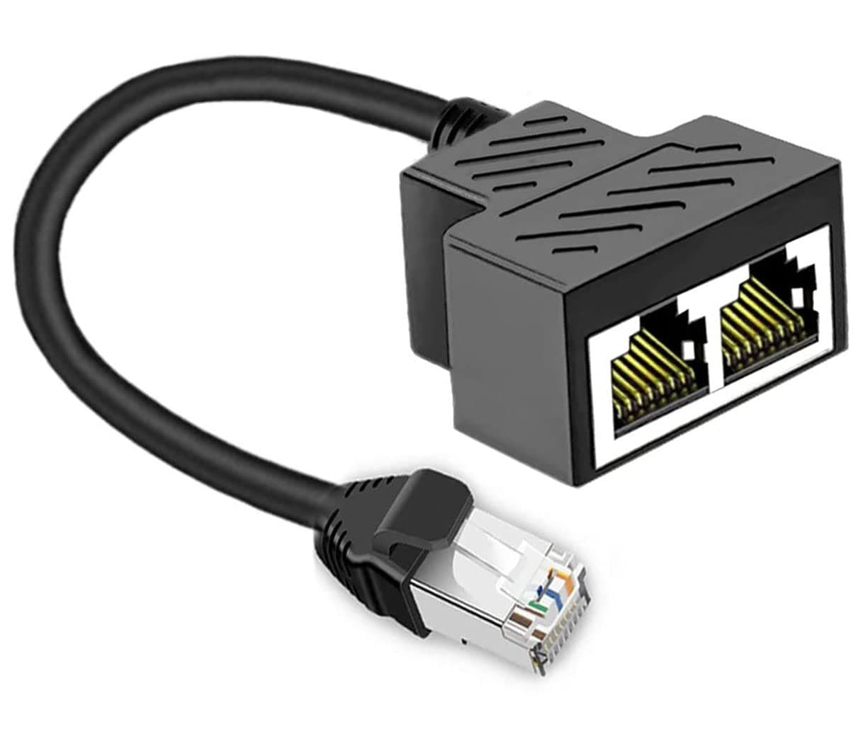 Ethernet Splitter 1 to 2 RJ45 Network Cable Adapter, Note Only Connect one Network at a Time, Compatible with ADSL/Computers/TVs/Routers (Only Support one Works at one time)