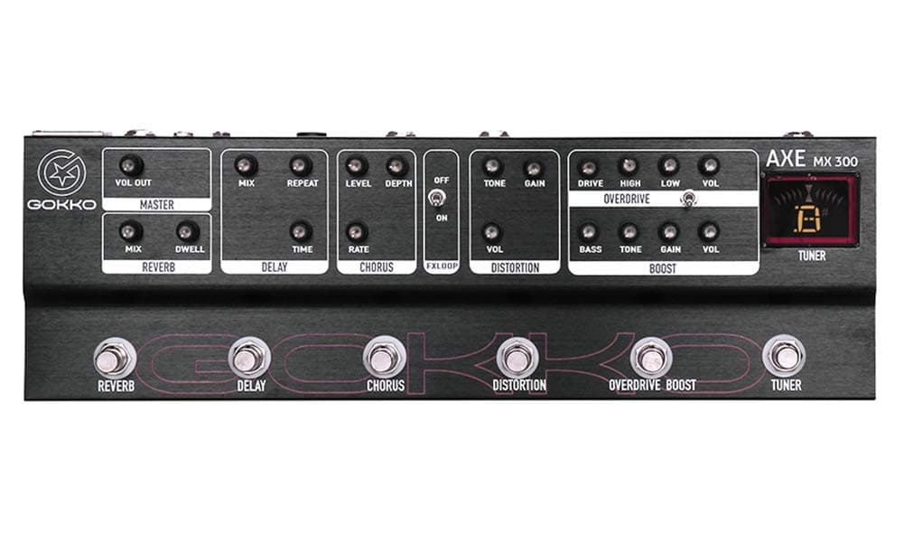 GOKKO Audio MX300 Guitar Multi Effect Pedal, 6 Types Effects: Reverb, Delay, Chorus, Distortion, Overdrive, Boost, w/FX Loop, Built-in Tuner for Guitar