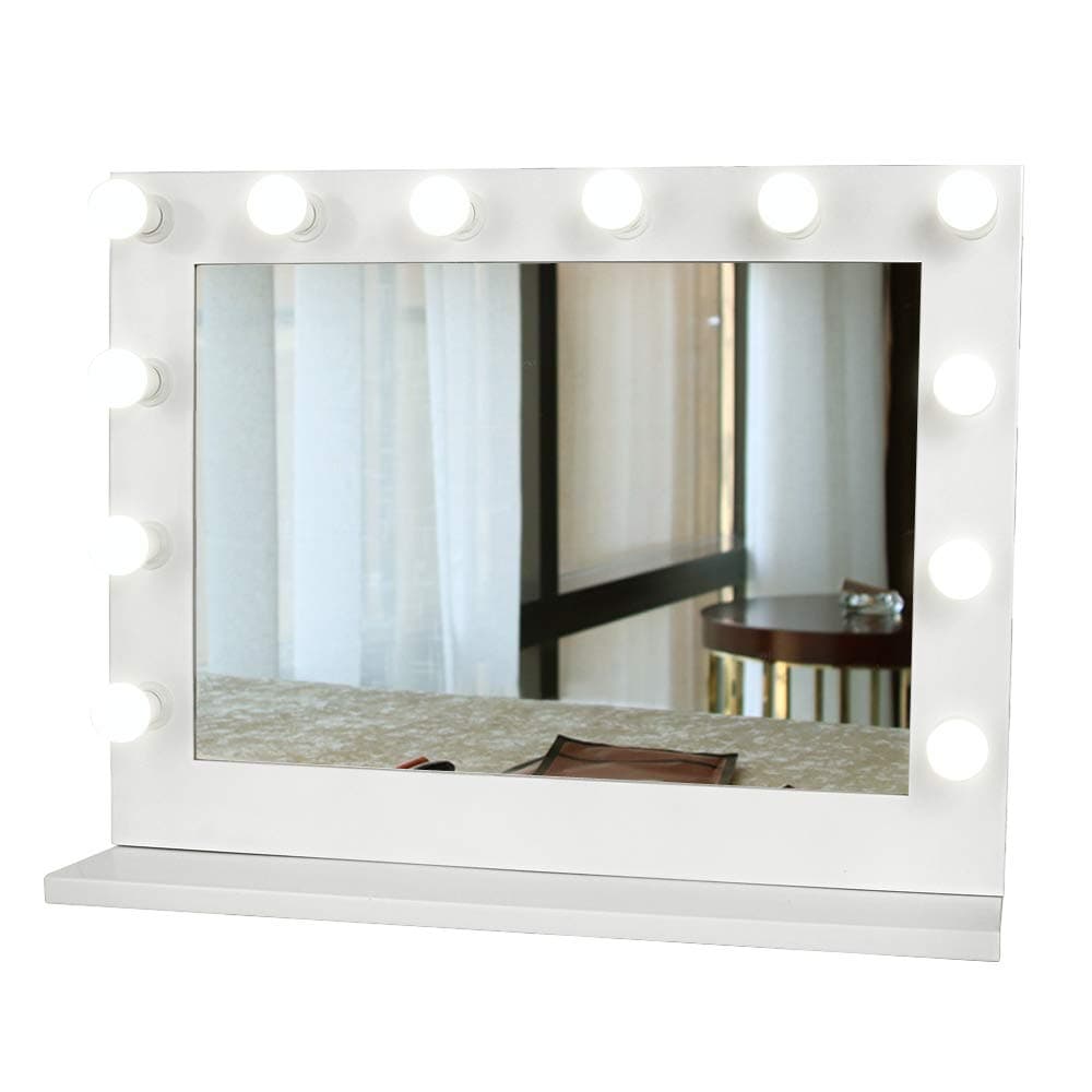 GURUN Hollywood Vanity Mirror with Light, Tabletop Makeup Mirror Lighted Vanity Glamour Mirror w/Dimmer, 12 LED Bulbs Included