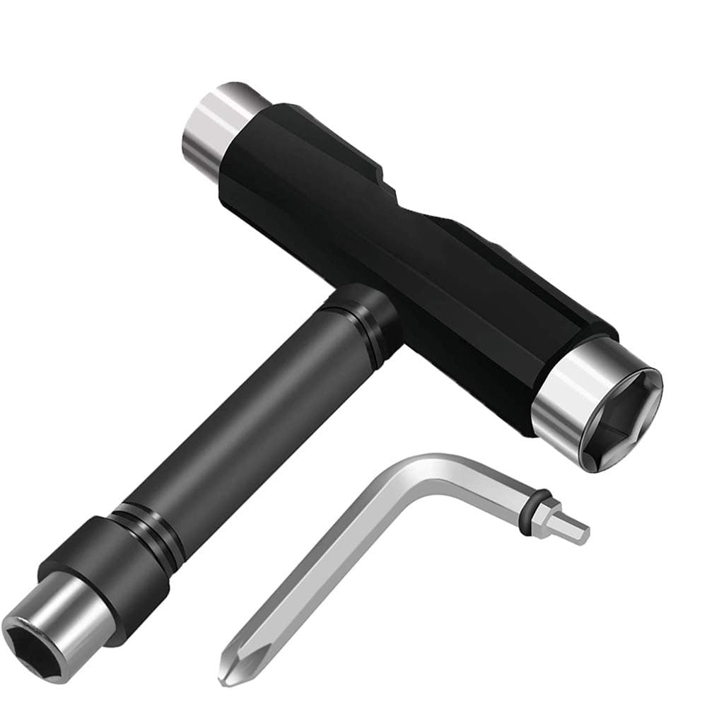 All-in-One Skate Tools Multi-Function Portable Skateboard T Tool Accessory with T-Type Allen Key and L-Type Phillips Head Wrench Screwdriver