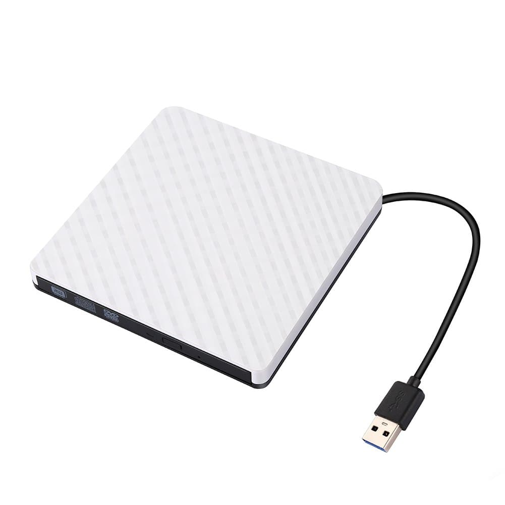 External DVD Drive,Ultra Portable Optical USB 3.0 CD DVD-RW Drive, External CD/DVD-RW Burner Drive Writer for Laptop and Desktop PC Win XP 7 8 10 Linux OS Apple Mac MacBook Pro (White)