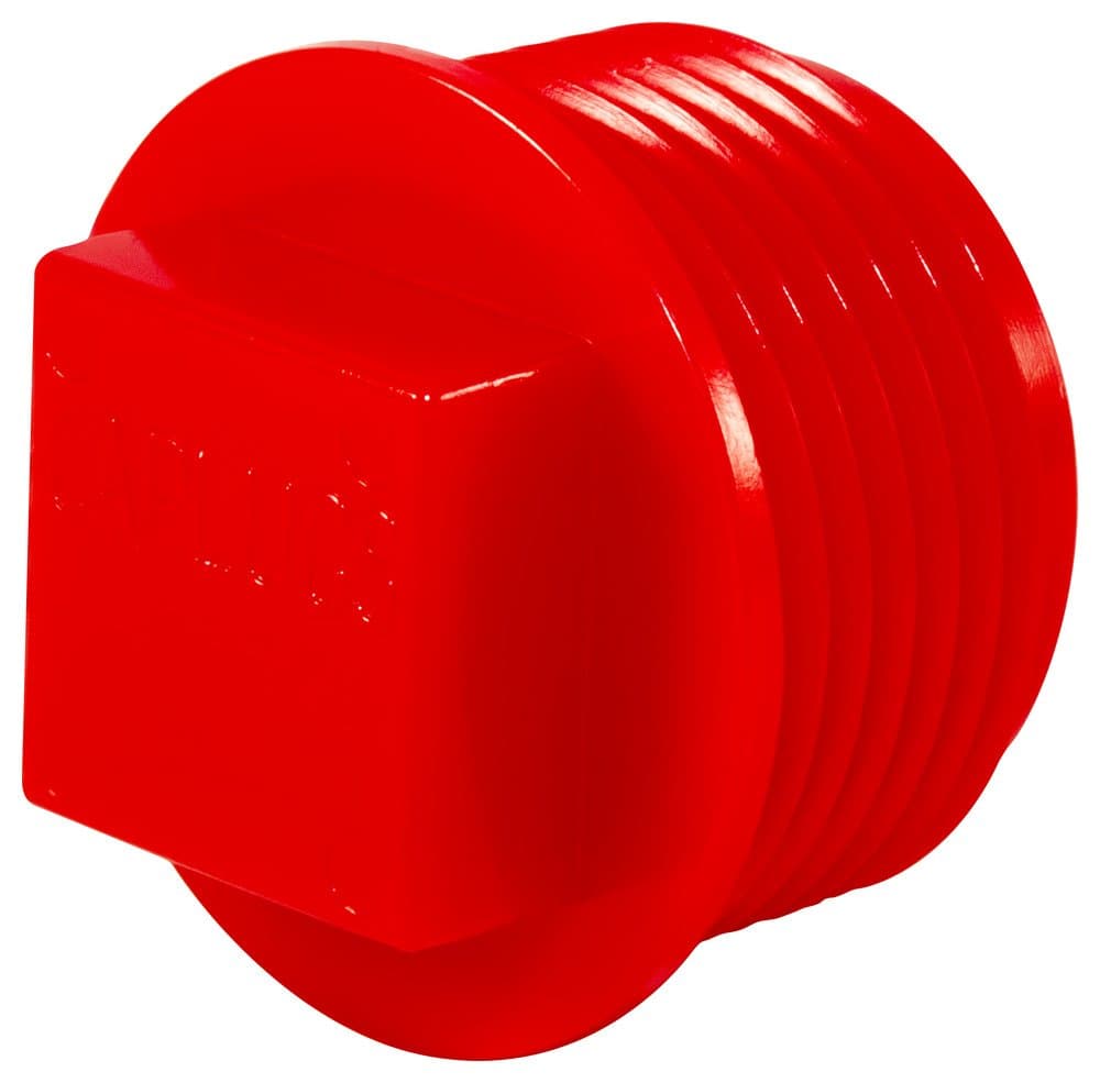 Caplugs P-48 P Series Plastic Threaded Plug for Pipe Fittings, HD-PE, to Plug Thread Size 1/2" NPT, Tapered & Straight, Temporary Seals, Thread Protection, Leak Prevention, Red (Pack of 50)
